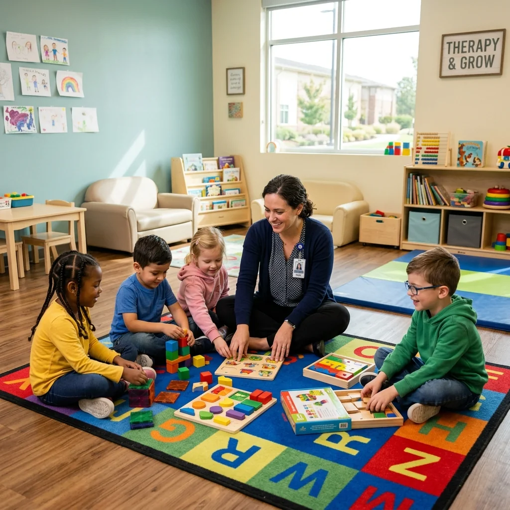 Sesi&oacute;n de terapia grupal con ni&ntilde;os